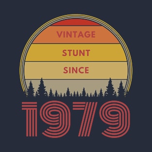 Vintage Stunt Since 1979 Retro Sunset Background T-Shirt