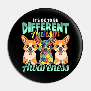 It's OK To Be Different Autism Awareness Puppies Pin