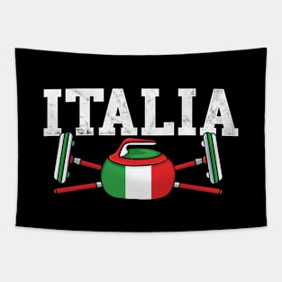 Italy Curling Broom ice Sports Italia Italian Flag Curling Tapestry