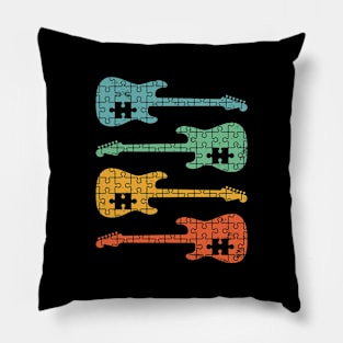 S-Style Electric Guitar Puzzle Cool Retro Colors Pillow