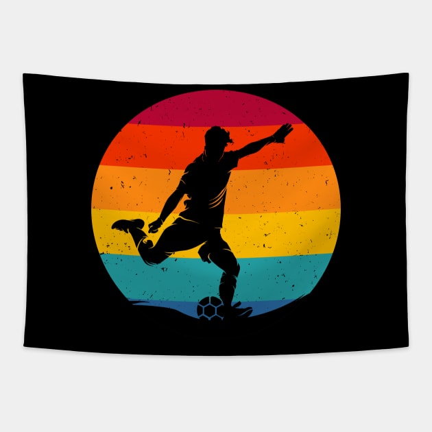 Soccer Retro Vintage Soccer Player Gift Tapestry by Foxxy Merch