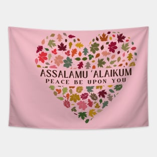 Assalamu 'alaikum Peace be Upon you Beautiful Floral Flower Heart Design Tapestry