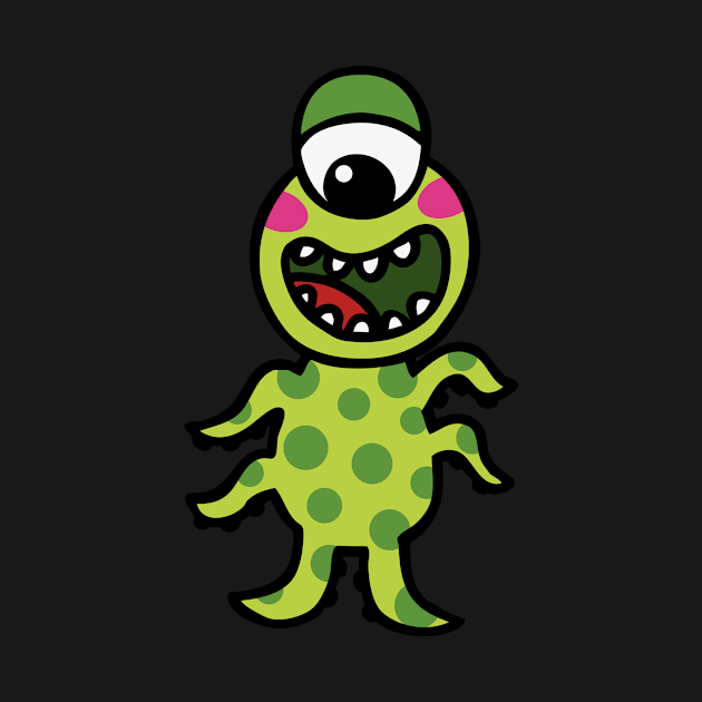 Green one eyed spotted monster by JoanaJuheLaju1