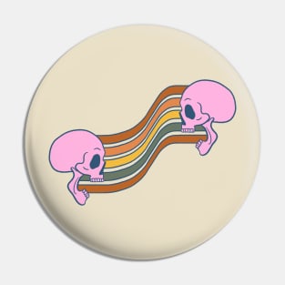 Skull Retro Rainbow Stripe Pin