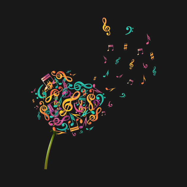 Heart Dandelion Music Notes by Manonee