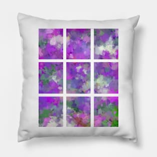 Garden Flowers in Shades of Pink and Green Abstract Artwork Pillow