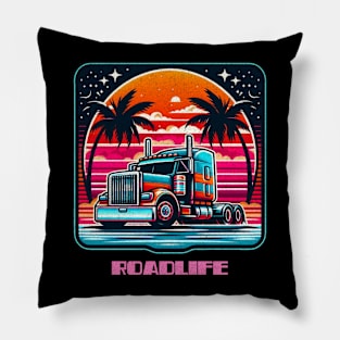 Retro vintage trucker roadlife Pillow