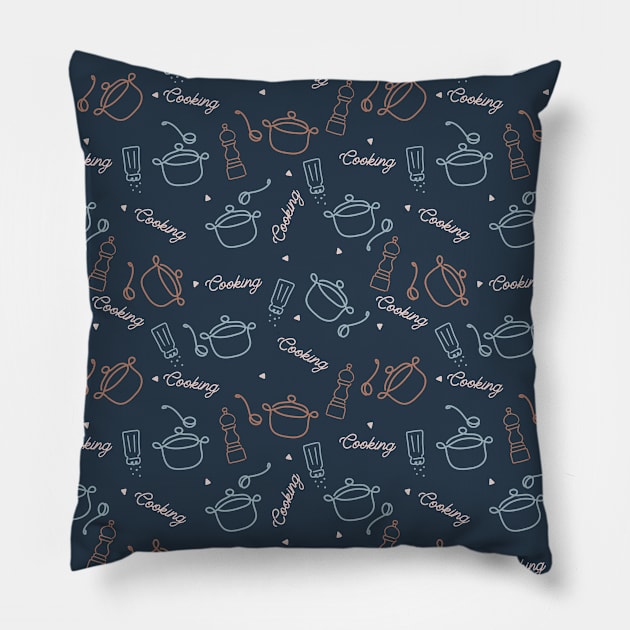 Cooking is a Pleasure Thing Pattern Pillow by FlinArt