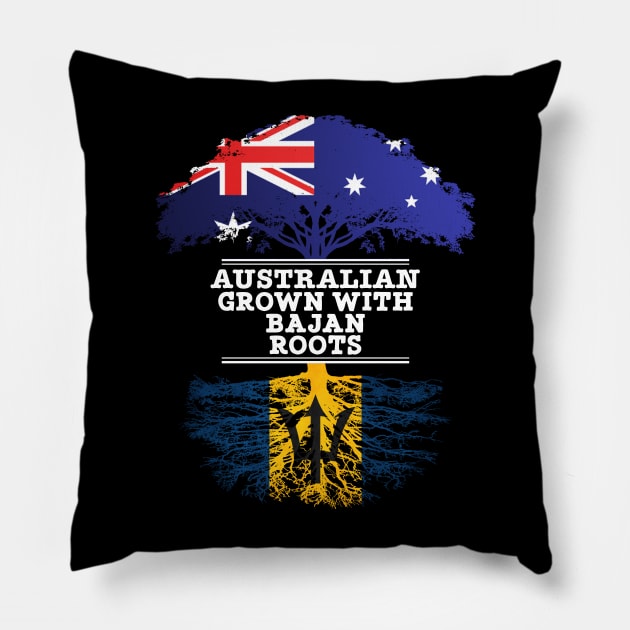 Australian Grown With Bajan Roots - Gift for Bajan With Roots From Barbados Pillow by Country Flags