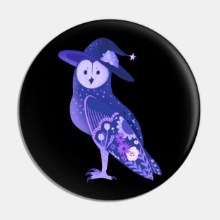 Purple Barn Owl in a Witch Hat Pin