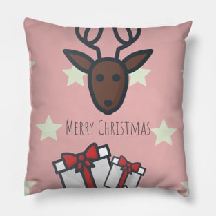 Merry Christmas, Pink Christmas Reindeer, Happy New Year Gift Pillow