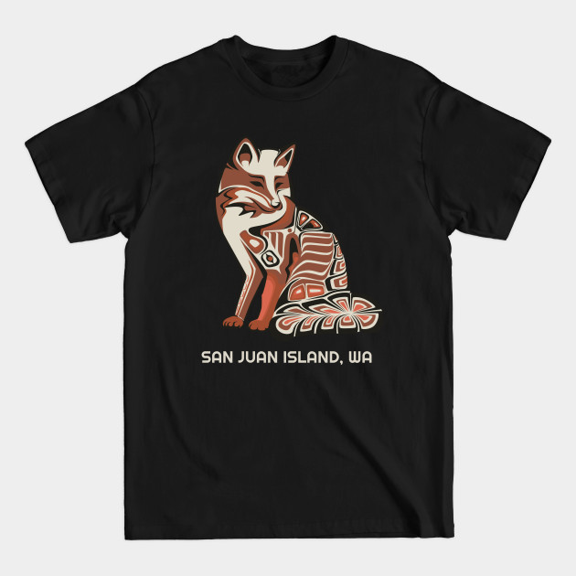 Disover San Juan Island, Washington Native American Tribal Fox Haida Style Gift - Fox Lover - T-Shirt