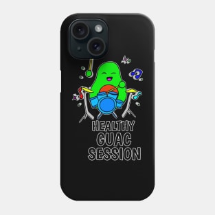 Healthy Quac Session - Funny Avocado Cute Clipart Veggies - Musical Beats Drummer Phone Case