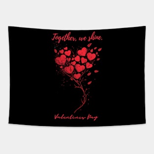 Together, we shine. A Valentines Day Celebration Quote With Heart-Shaped Baloon Tapestry