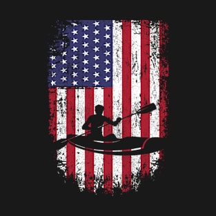 Kayak American Flag Patriot Graphic USA Patriotic Kayaker T-Shirt