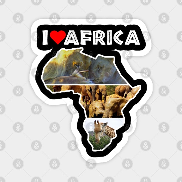 I Love Africa Wildlife Collage Map Magnet by PathblazerStudios