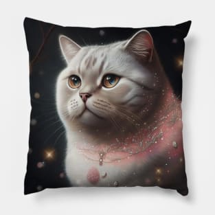 Trully Illuminating White British Shorthair Cat Pillow