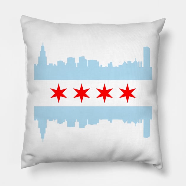 Chicago Flag Skyline Pillow by E