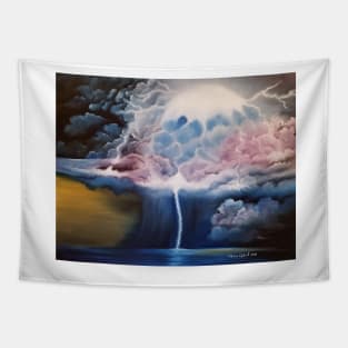 Forging through the Storm, story sky, thunder art, lightning artwork, stormy sky artwork, stormy night sky Tapestry