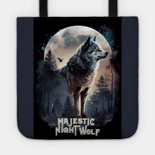 Majestic night wolf Tote