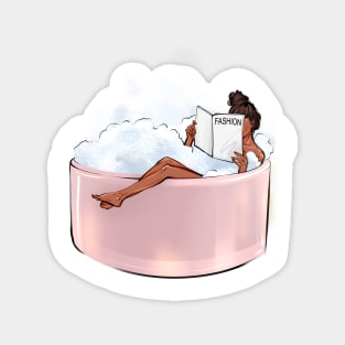 Addicted girl in pink bathtub Magnet
