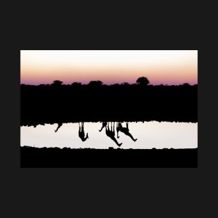 Reflection of South African Giraffes at Sunset T-Shirt