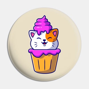 Cute Cat Cupcake Cartoon Pin