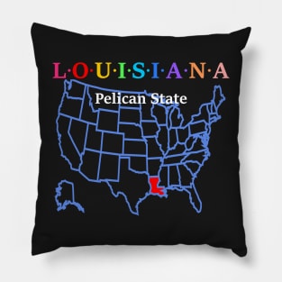 Louisiana, USA. Pelican State. With Map. Pillow