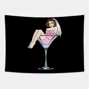 Beautiful bride with a veil - bachelorette party Tapestry