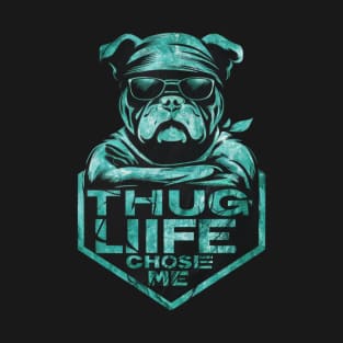 Bull dog with bandana thug life quote T-Shirt