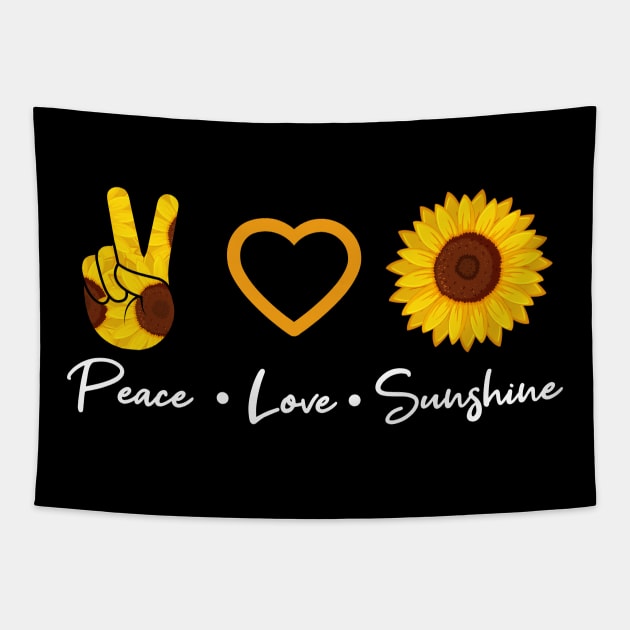 Peace Love Sunshine Sunflower Heart Gift Tapestry by Delightful Designs