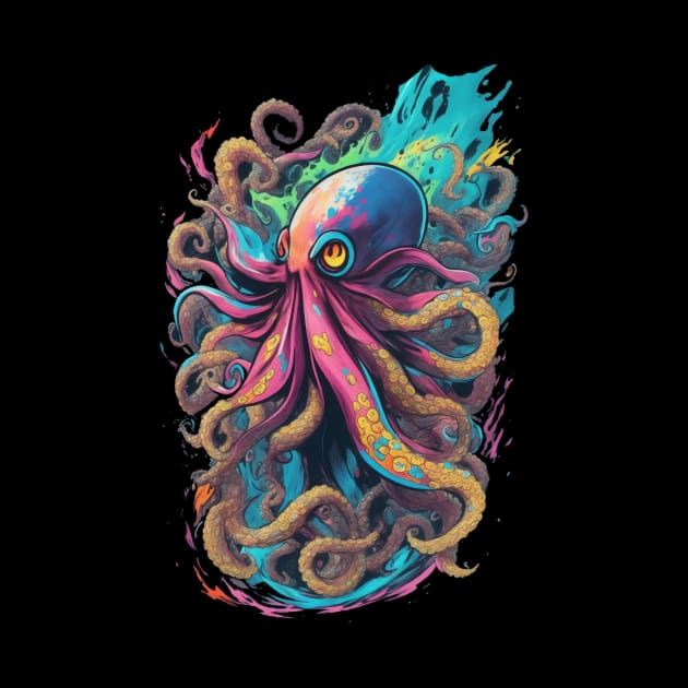 Colorful ocean cute Octopus kraken sea monster lots of pretty pastel colors by Terror-Fi