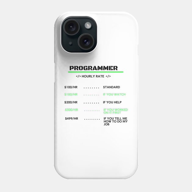 Programmer hourly rate Phone Case by Bravery