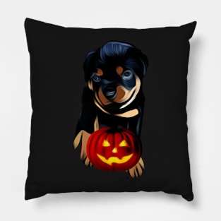 Happy Rottweiler Halloween Pillow