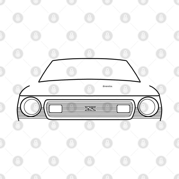 AMC Gremlin 1970s classic car black outline graphic by soitwouldseem