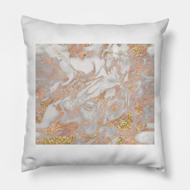 Rose gold marble dazzling swirl Pillow by marbleco