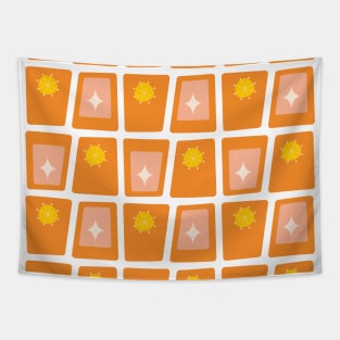 Mid Century Funky Blocks 2 in Orange, Peach and Yellow Tapestry