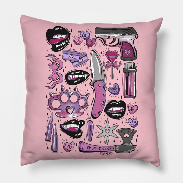 Vampire Girl Gang Pillow by Pink Fang