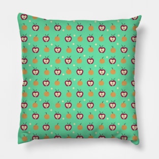 Apples Oranges and Star Pattern Pillow