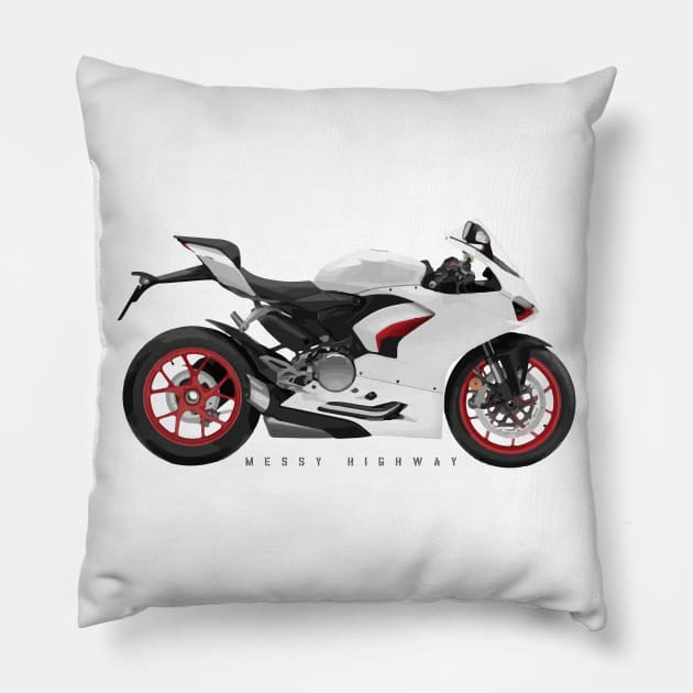 Ducati Panigale V2 20 white sn Pillow by MessyHighway