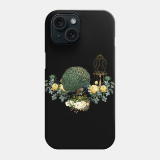 Wonderful peacock with beautiful flowers Phone Case