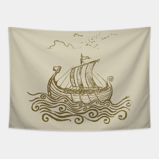 Viking ship Tapestry by mangulica