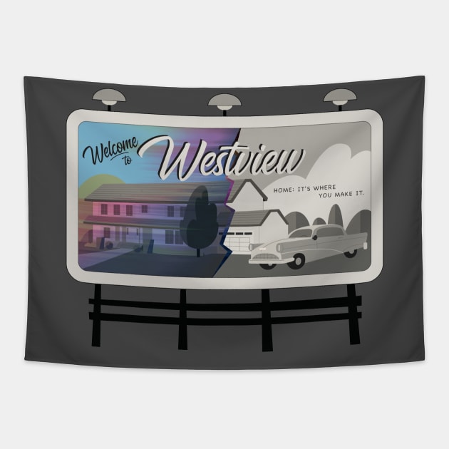 WELCOME TO WESTVIEW! Tapestry by Hou-tee-ni Designs