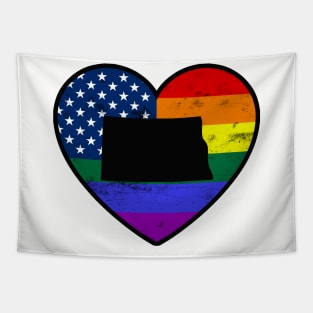 North Dakota United States Gay Pride Flag Heart Tapestry