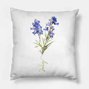 Larkspur - Birth Month Flower for July Pillow