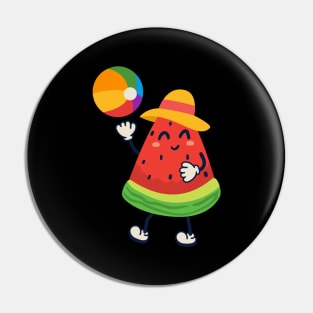 Cute Watermelon Playing Volleyball Pin