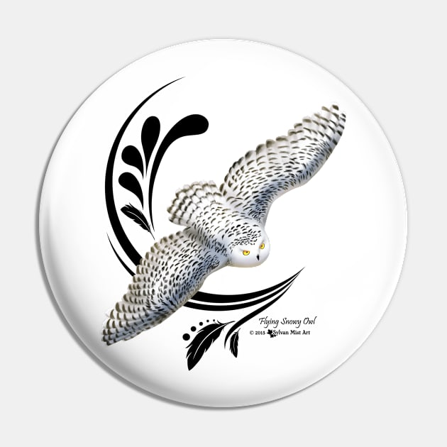 Flying Snowy Owl Pin by Sylvanmistart