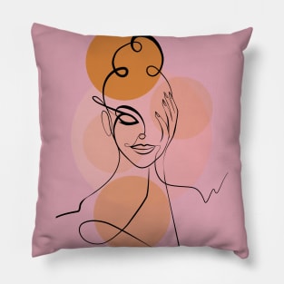 Minimalist Woman One Line Art Drawing Pillow