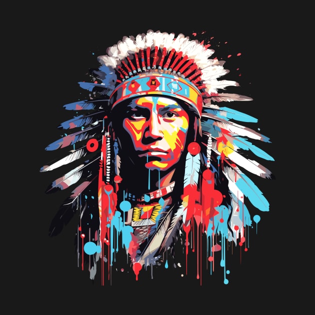 American Native Indian Brave Warrior Inspiration People Abstract by Cubebox