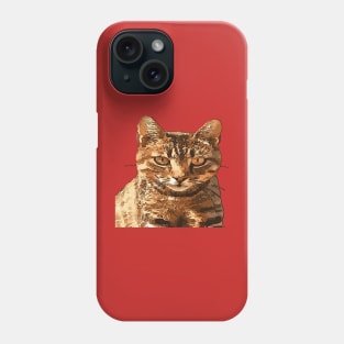 Gorgeous Tabby Cat With Staring Eyes Black Outline Art Phone Case